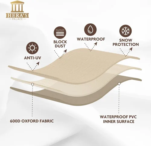 Vista 4 de HERA'S PALACE Funda impermeable para banco para exteriores, funda para sofá 600D, resistente al viento y a los rayos UV, fundas para muebles