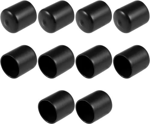 Vista 45 de uxcell 10 tapas de goma de 0.984 in (1 pulgada) de vinilo de identificación redonda tapa tapa de rosca protectores de rosca negro