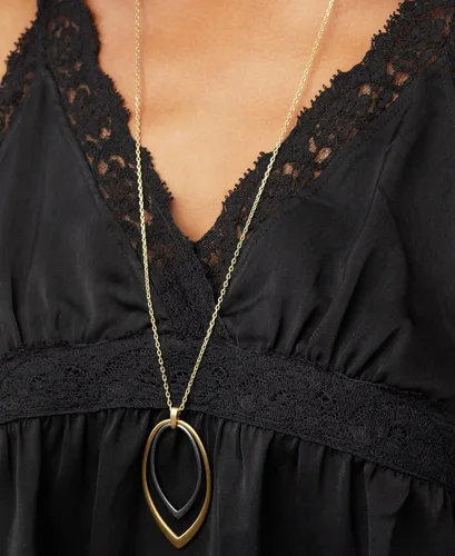 Vista 2 de Lucky Brand Collar con colgante de lágrima de dos tonos para mujer, dos tonos, talla única, Metal