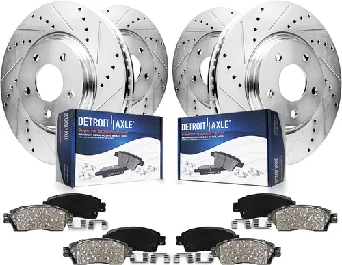 Detroit Axle - Kit de freno para Mercedes-Benz C300 2015-2023, C350e 2016-2018 2015 C400, rotores de freno perforados y ranurados Reemplazo de