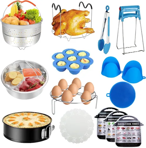 Accesorios para Instant Pot, 73 PIEZAS Accesorios para Olla a Presión para Olla a Presión Eléctrica de 5/6/8 Qt - 2 Cestas de Vapor, Estante de