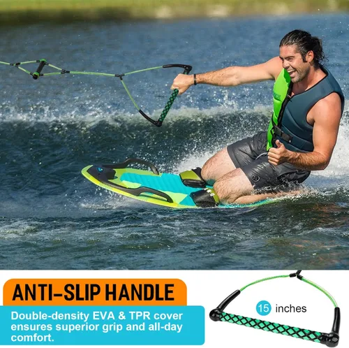 Vista 2 de Obcursco Cuerda Wakeboard, línea de deportes acuáticos con mango EVA. Ideal para esquí acuático, wakeboard, rodillera