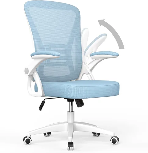 Vista 12 de naspaluro Silla de oficina ergonómica, silla para computadora con altura ajustable, brazos abatibles y soporte lumbar, silla de escritorio de malla
