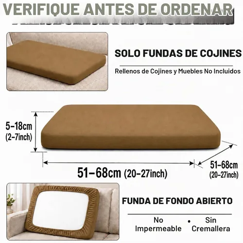 Vista 2 de 8 fundas de cojín para patio, fundas de cojín elásticas para .Camel