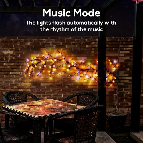 Vista 6 de Luces de vid de sauce encantado para decoración del hogar con 160 LED, luz de decoración de pared activada por voz de 8.2 pies, compatible