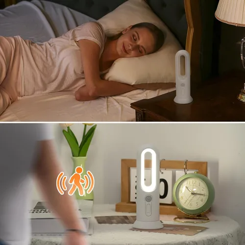 Vista 2 de Luz nocturna recargable con sensor de movimiento 3 en 1, linterna de luz nocturna LED portátil para dormitorio, baño y camping al aire libre (2)