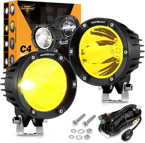 Vista 17 de Auxbeam Cubiertas de luz de la serie C4 de 4 pulgadas, 2 fundas protectoras de plástico negro redondas LED, diseño a presión, cubiertas impermeables