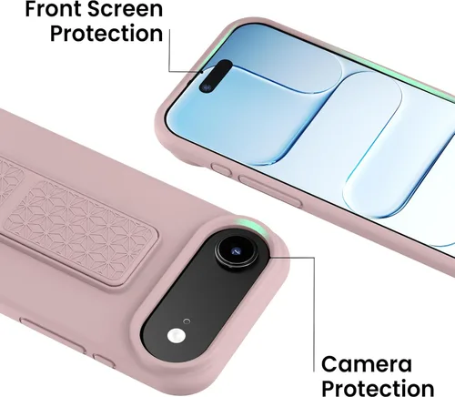 Vista 260 de Funda de silicona con soporte de LAUDTEC compatible con iPhone 7/8/SE, soporte de metal con soporte de pie vertical y horizontal, cubierta flexible