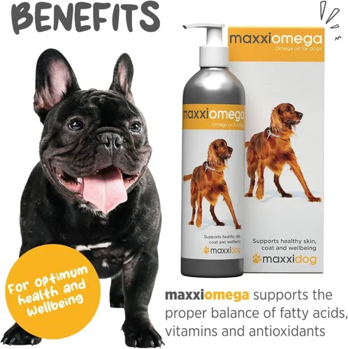 Vista 2 de maxxipaws maxxiomega - Suplemento de aceite Omega 3, 6 y 9, soporte de piel y pelaje para perros, 10 onzas