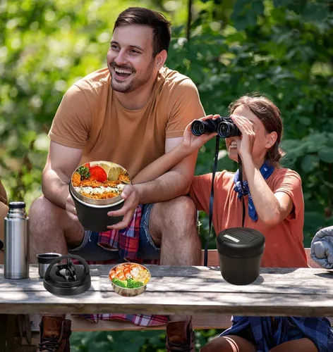 Vista 8 de Tarro térmico para alimentos calientes, 40 onzas, recipientes térmicos para sopa con tapa, boca ancha aislada al vacío de acero inoxidable a prueba