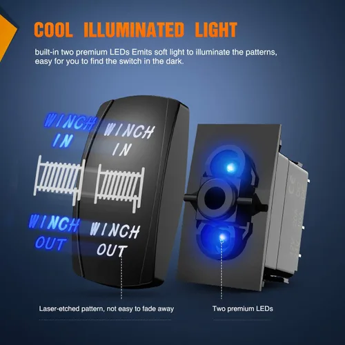 Vista 5 de Nilight 90005B Interruptor Basculante Láser Momentáneo de 7 Pines para Cabrestante en Kit de Arnés de Cableado para Cabrestante 20A/12V 10A/24V