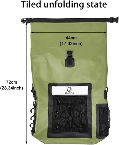 Vista 6 de Blueshyhall Mochila seca impermeable para acampar de viaje al aire libre, 30L Verde, Viajes