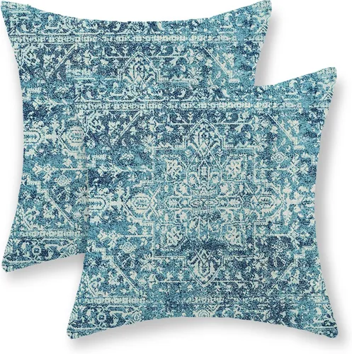 Vista 11 de BETGINY Fundas de almohada boho 12x20, almohadas decorativas al aire libre de diseño étnico azul y blanco para sofá, funda de cojín
