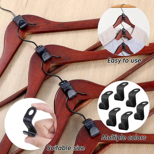 Vista 5 de Fumete 300 piezas de ganchos para colgar ropa, clips extensores, ganchos de plástico en cascada resistentes, ahorran espacio para armario, ahorro