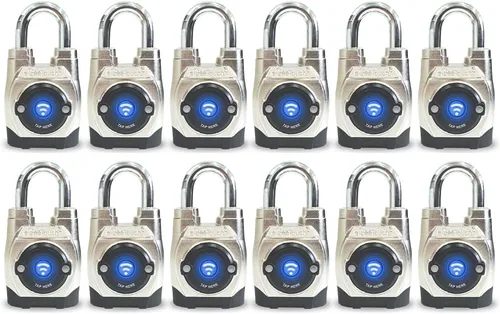 Vista 8 de eGeeTouch 5th GEN - Candado inteligente para exteriores (paquete de 6, grillete largo) Bluetooth sin llave y bloqueo NFC, seguridad resistente a