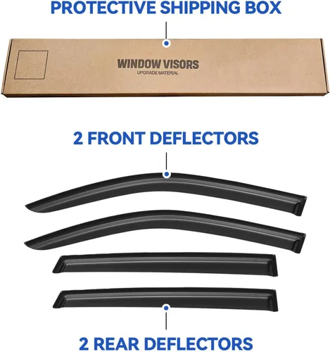 Vista 150 de YQAUTEC - Viseras para ventana, protectores contra la lluvia, compatibles con Subaru WRX 2015-2021, deflectores de viento para ventanas, viseras