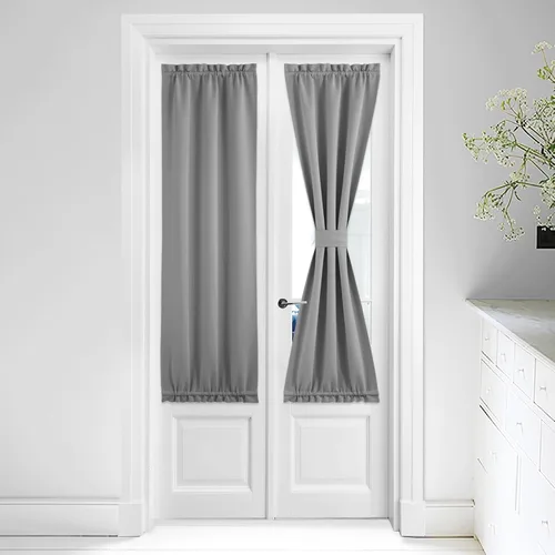 Vista 248 de NICETOWN Cortinas 100% opacas para puerta francesa, cortinas de privacidad para ventana, persianas de oscurecimiento de habitación de 25 x 64