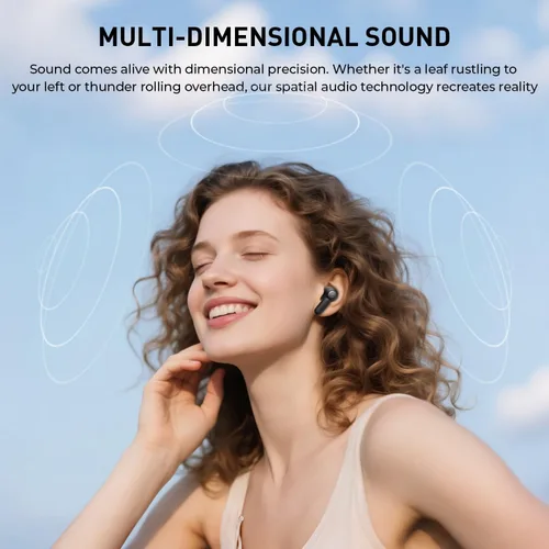 Vista 3 de havit Auriculares inalámbricos Space NC01T, fáciles de usar con conexión de doble dispositivo, 6 micrófonos ENC llamadas claras, Bluetooth estable