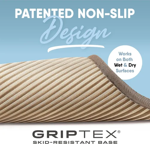 Vista 5 de MICRODRY Tapete de baño enmarcado de espuma viscoelástica de secado rápido con base antideslizante GripTex, 17 x 24 pulgadas, lino
