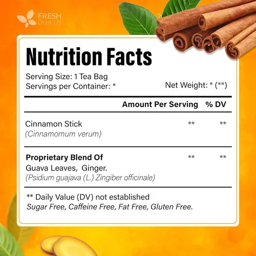 Vista 512 de FreshDrinkUS, 135 bolsas de té de jengibre y cúrcuma premium, ingredientes 100% naturales, mezcla hecha a mano de té de hierbas de cúrcuma