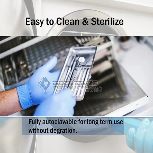 Vista 4 de OdontoMed2011® 10 piezas de espejo bucal dental #5 con mango de acero inoxidable