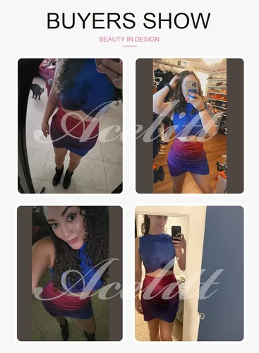 Vista 3 de Acelitt Vestido ajustado de verano para mujer sin mangas con huecos con torcedura para fiesta