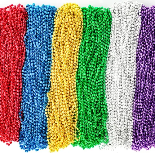Vista 10 de Garma 144 Pcs Beads Necklace Bulk, 33 Inch 7mm Mardi Gras Beaded Necklaces Throws for Woman man Festivals Decorations, Mardi Gras Parades, Night