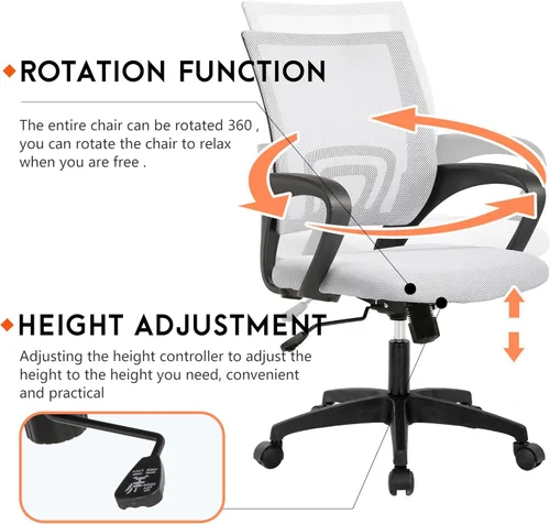 Vista 5 de PayLessHere Silla de oficina en casa, silla de escritorio para computadora, silla ergonómica ajustable, soporte lumbar, reposabrazos ejecutiva