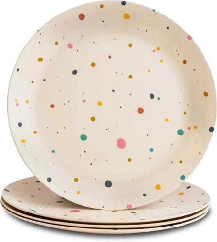 Vista 31 de Nook Theory Paquete de 4 platos de bambú reutilizables, no tóxicos, aptos para lavavajillas, no aptos para microondas (Arizona 8 pulgadas)