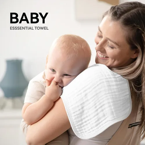 Vista 3 de Synrroe Paños para eructos grandes, paños de muselina para bebé, extra absorbentes y suaves, 6 capas de 20 x 10 pulgadas, 100% algodón