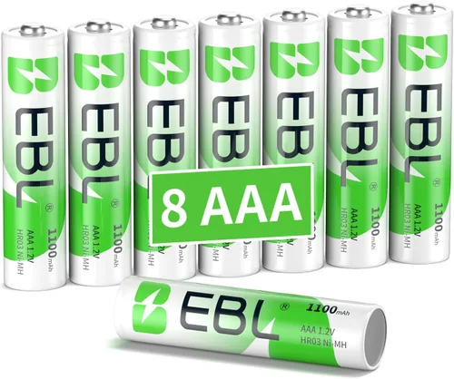 EBL Paquete de 8 baterías recargables AAA NiMH AAA Baterías AAA Tecnología