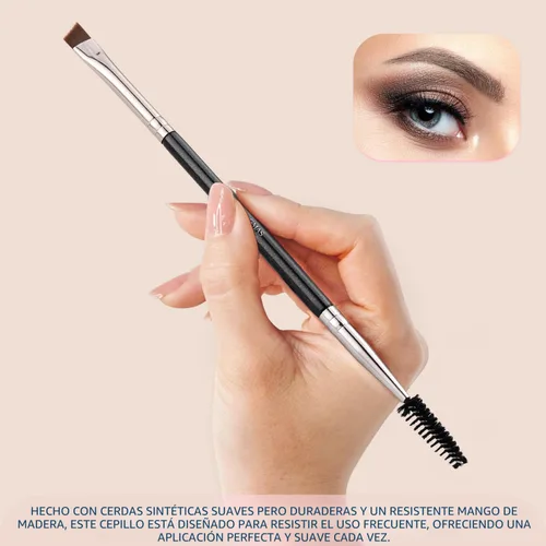 Vista 4 de KINGMAS Cepillo para Cejas Spoolie Profesional de Doble Punta con Ángulo para Delinear y Dar Forma a las Cejas o Pestañas (Negro)