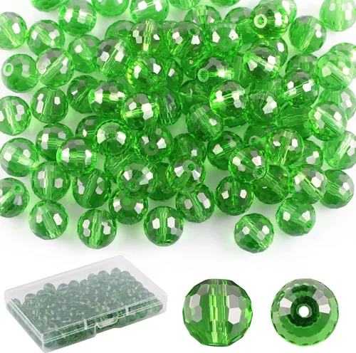 Vista 12 de Cuentas de cristal de vidrio para hacer joyas, 80 piezas de cuentas de cristal, cuentas de vidrio de 10 mm, cuentas facetadas redondas a granel