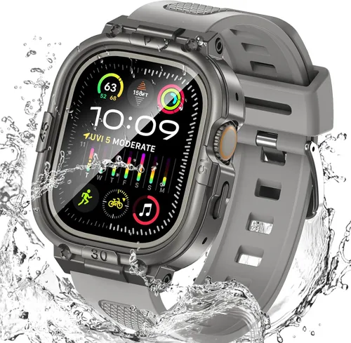 Vista 30 de Goton Estuche impermeable 3 en 1 con correa para Apple Watch con protector de pantalla de vidrio templado incorporado de 40 mm, cubierta frontal