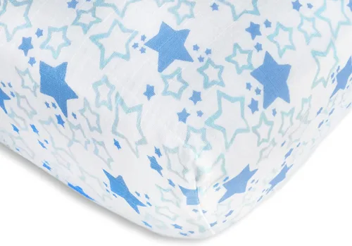 Vista 18 de SwaddleDesigns Sábana bajera ajustable de muselina de algodón más suave para bebé niño y niña, azul pastel Ahoy! ¡Azul Ahoy!