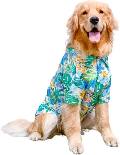 HDKUW Disfraz hawaiano para perro grande, camisetas geniales para perros, ropa de verano, camisa hawaiana para perros grandes, diseño para verano,