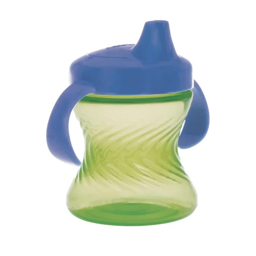 Vista 6 de Nuby Vaso para beber con boquilla dura sin derrames, de 2 asas, con fácil agarre, paquete de 3, 7 onzas, vaso para bebé con sorbo controlado durante