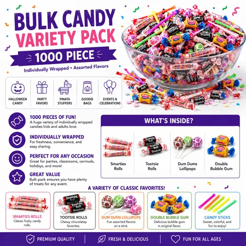 Vista 3 de Fun Express Paquete variado de dulces a granel, 9 libras, 1000