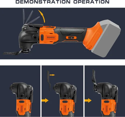 Vista 3 de IRONFIST Herramienta oscilante inalámbrica compatible con batería DEWALT 20V MAX, motor sin escobillas de 6 velocidades de cambio rápido