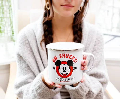 Vista 4 de Silver Buffalo Disney Mickey Mouse Aw Shucks Whoopee - Taza esmaltada, 21 onzas