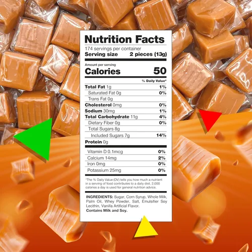 Vista 2 de Caramelos en cubos de caramelo, cuadrados masticables envueltos individualmente (paquete a granel de 5 libras)