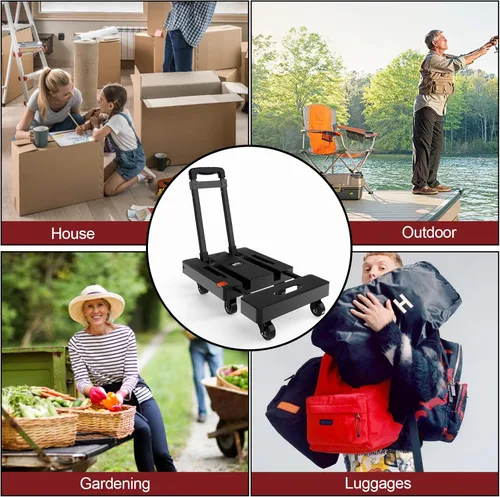 Vista 7 de SOLEJAZZ Carretilla de Mano Plegable Carrito Portátil con Ruedas Plegable 500LB Servicio Pesado Carrito de Equipaje Plegable Carretilla de Mano