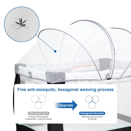 Vista 5 de Beberoad Love Cubierta portátil para tienda de juegos – Mosquitera transpirable con cremallera de 2 vías para cunas de viaje y corrales (blanco)