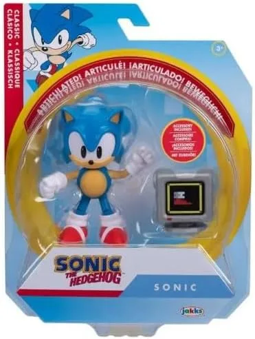 Sonic the Hedgehog Colección de figuras de acción articuladas de 4 pulgadas (elige figura) (Sonic clásico con monitor)