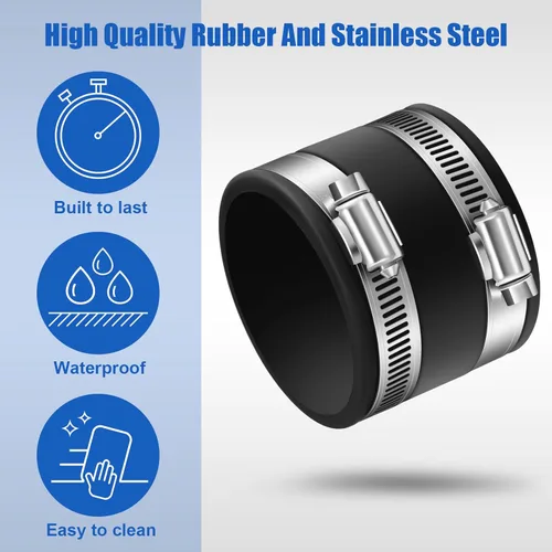 Vista 3 de Minatee 2 manguitos flexibles de control de polvo de 2-1/2 pulgadas con abrazaderas de manguera de acero inoxidable, acoplamiento flexible de PVC