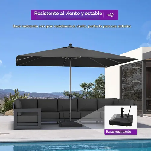 Vista 3 de PURPLE LEAF Base para sombrilla de patio con asa y ruedas, soporte móvil