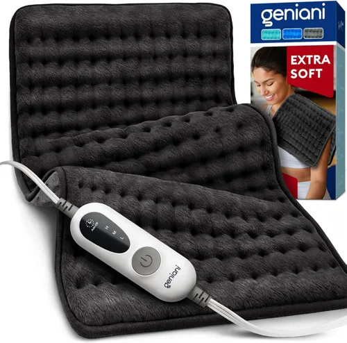 Vista 24 de Geniani - Almohadilla térmica eléctrica para alivio del dolor de espalda y calambres, apagado automático, almohadilla térmica suave para terapia