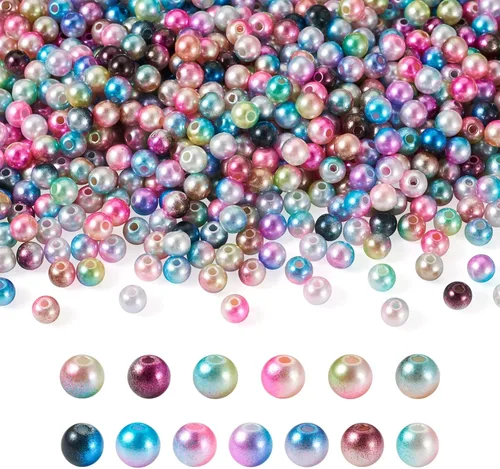 Vista 24 de Craftdady - 500 piezas de cuentas de vidrio redondas de 4 mm esmeriladas transparentes con cristal mate. Cuentas de vidrio esféricas pequeñas y 20