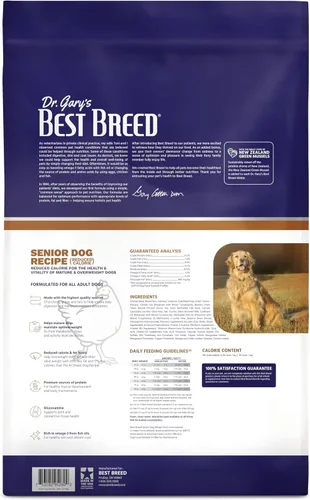 Vista 2 de Best Breed Dr. Gary's Senior Dog Diet (Reduced Calorie) Made in USA [Natural Dry Dog Food] - 28lbs., Dark Brown, Medium