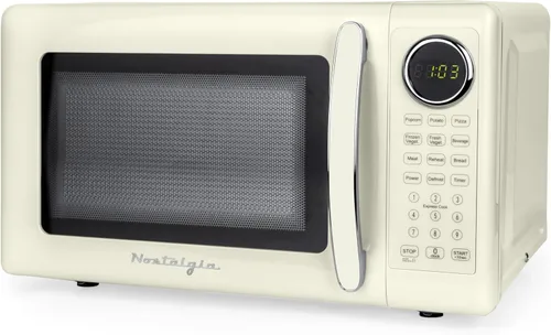 Vista 8 de Nostalgia Retro - Horno microondas de 1000W, capacidad de 1.1 pies cúbicos – Bloqueo de seguridad para niños, 8 ajustes de cocción automática
